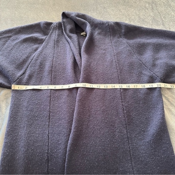 Angie Open Front Wool Blend Fringe Navy Blue Cardigan - Picture 10 of 11